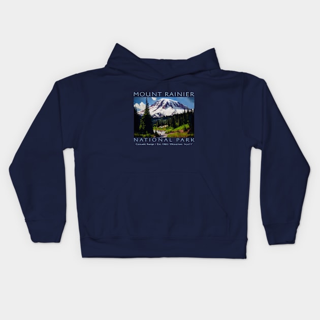 Mount Rainier National Park Kids Hoodie by Pine Hill Goods